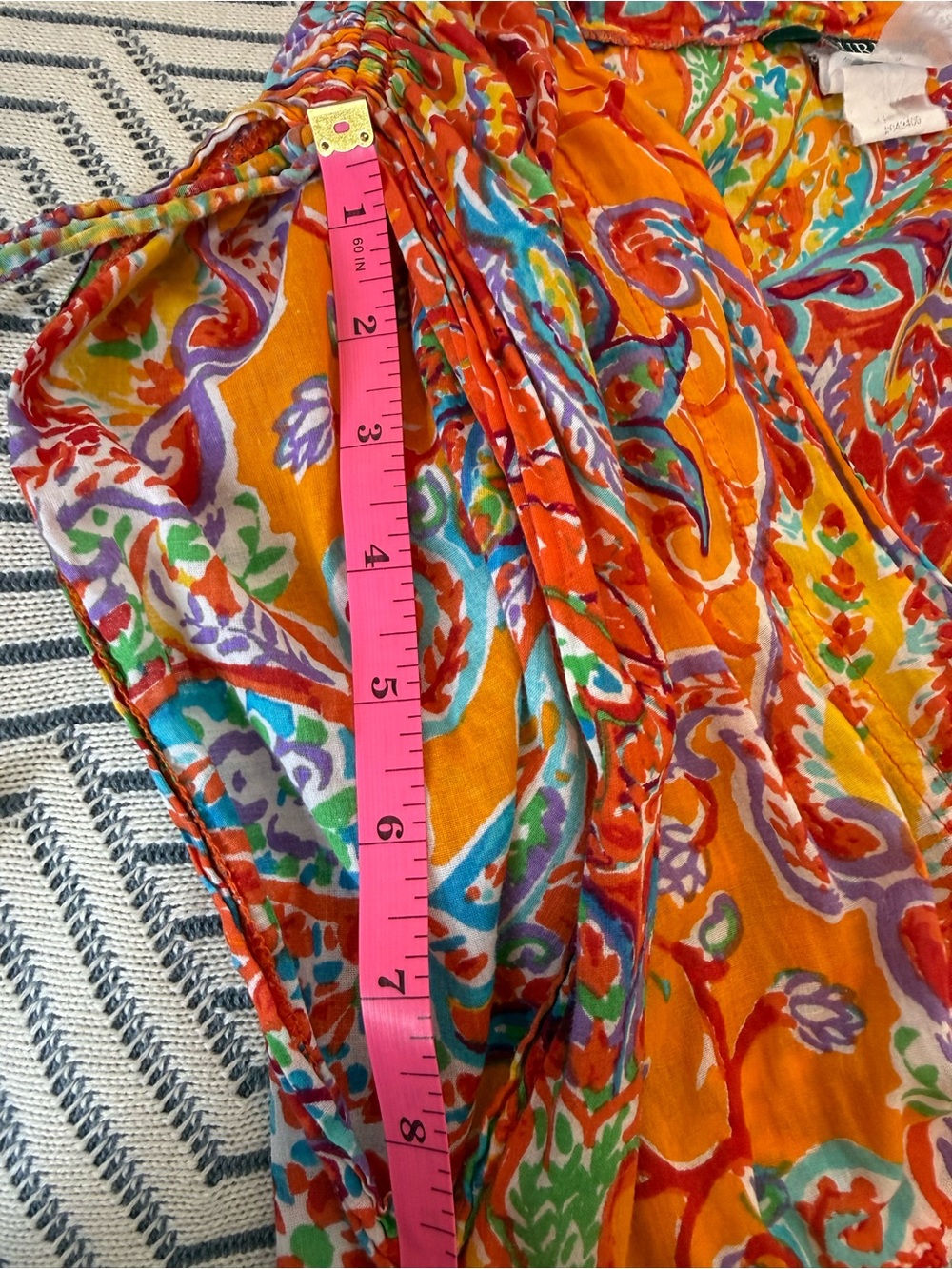 Lauren by Ralph Lauren Orange Boho Multicolor Paisley Swim Cover-Up, XL - Picture 11 of 11